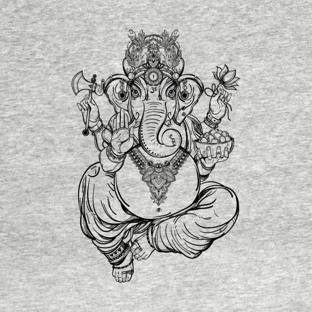 Ganesh: Hindu Spiritual Elephant Lord In Lotus Pose by loltshirts